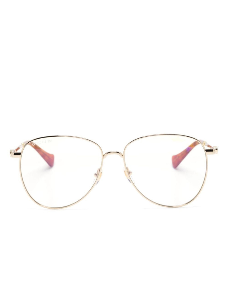 Double G logo-engraved cat-eye frame glasses 1