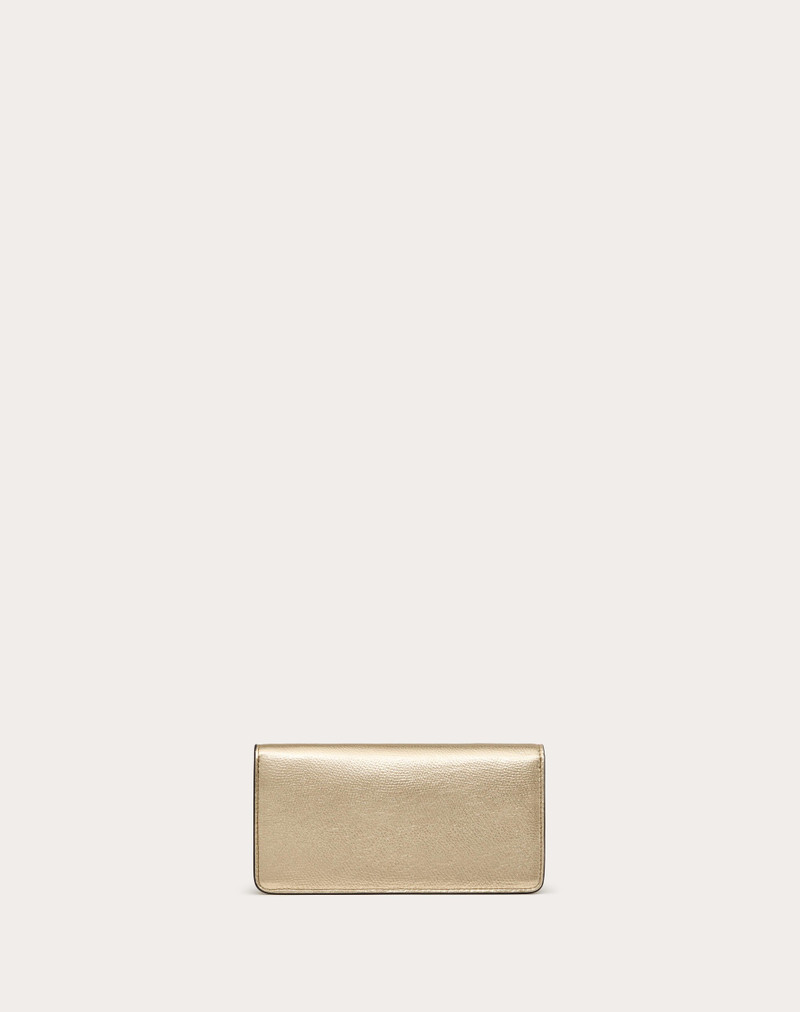 VLOGO SIGNATURE METALLIC GRAINY CALFSKIN WALLET WITH CHAIN 4