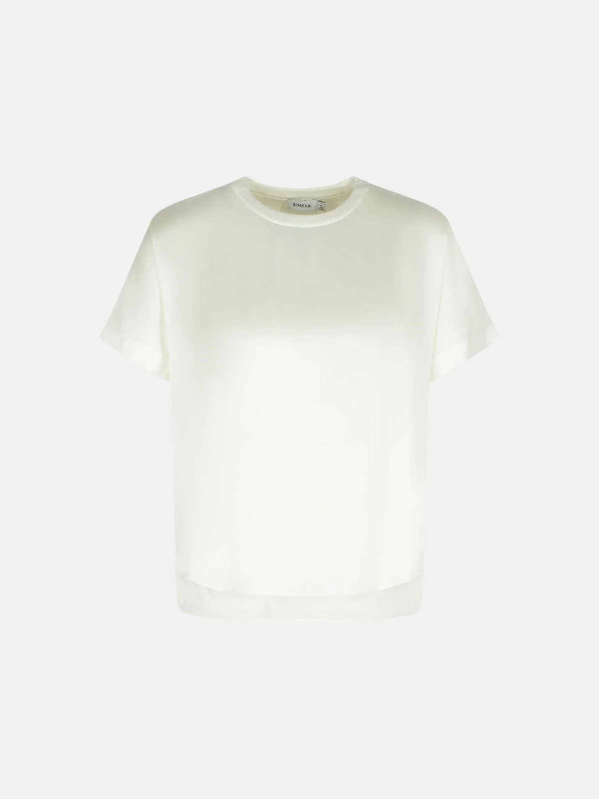 'ADDY' WHITE ACETATE BLEND T-SHIRT - 1