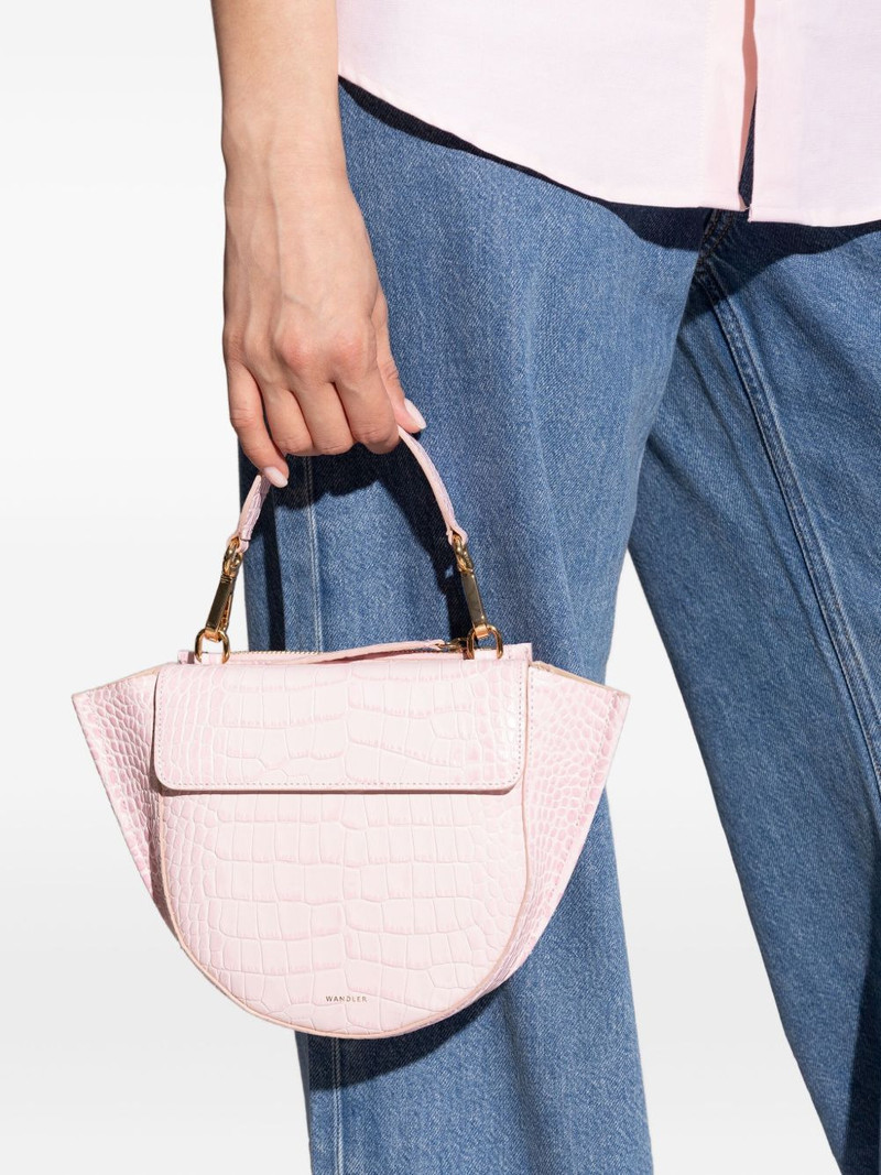 WANDLER mini Hortensia crocodile-effect tote bag outlook