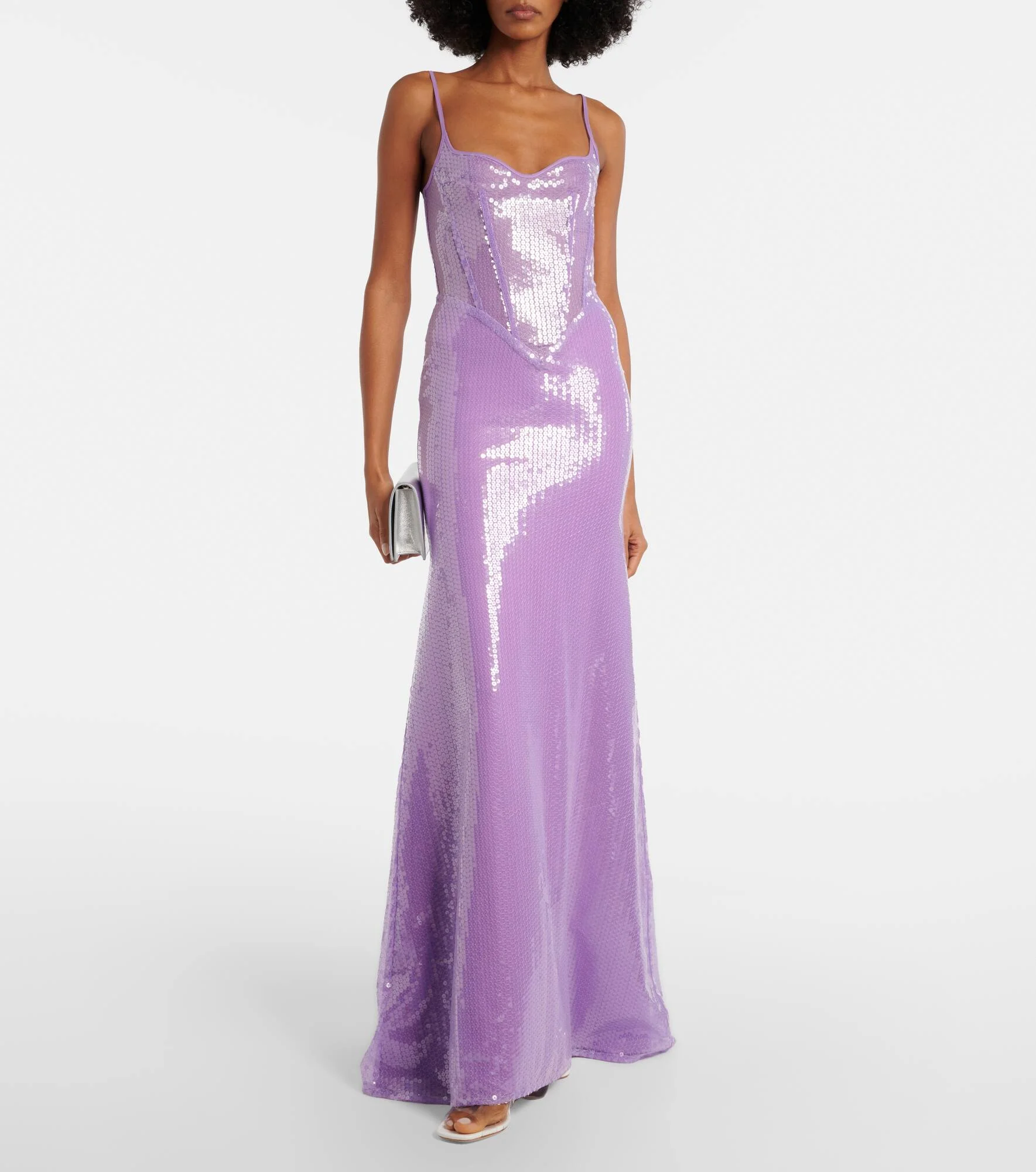 david koma corset dress Sequined gown - P01125054 26BRIDE Size:M (32-33 sleeve length) Women's Black Strappy Maxi RE26DK10D