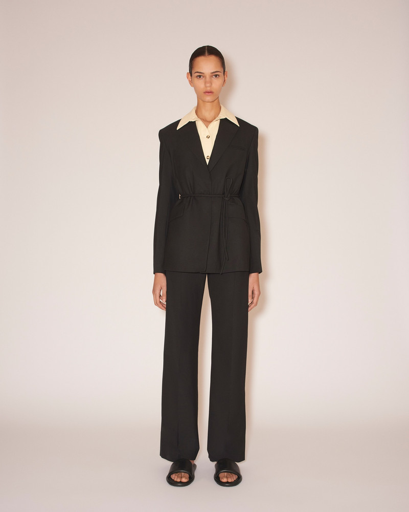 MARIKO - Summer suiting tie-waist blazer - Black 3