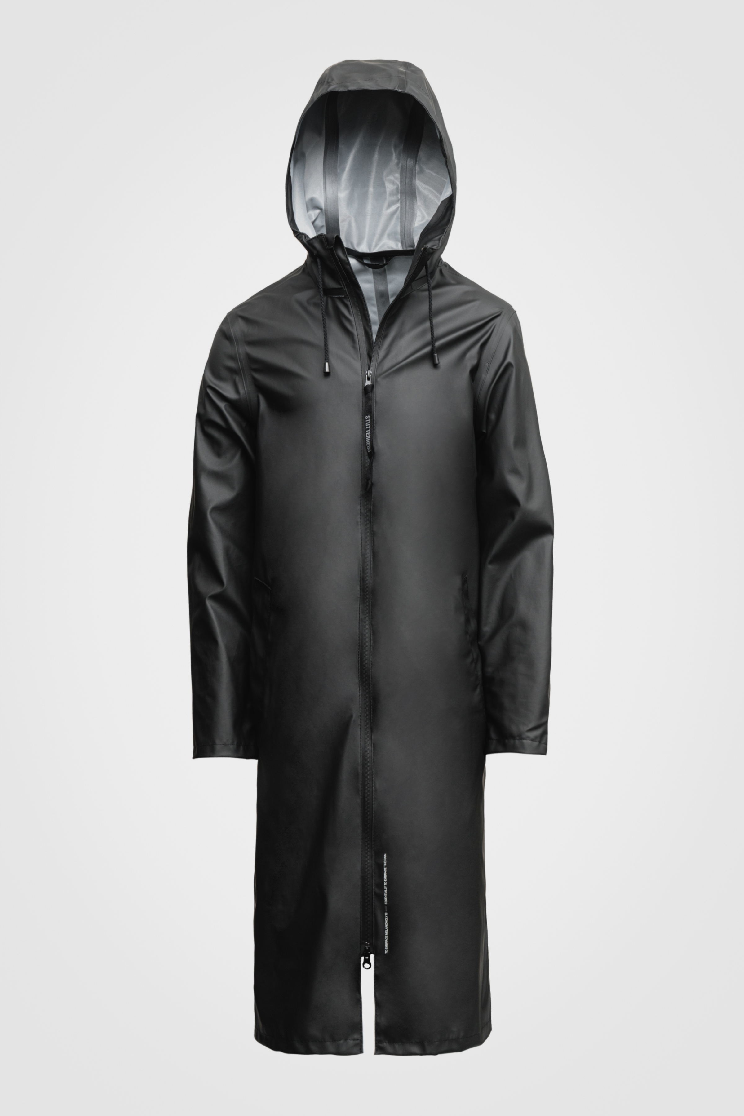 Stockholm Long Lightweight Zip Raincoat Black - 1