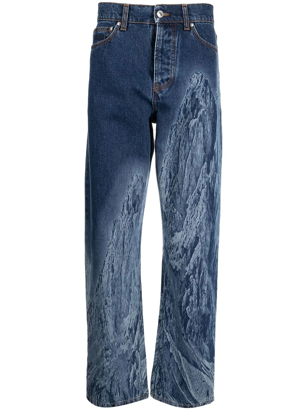 mountain-print straight-leg jeans - 1