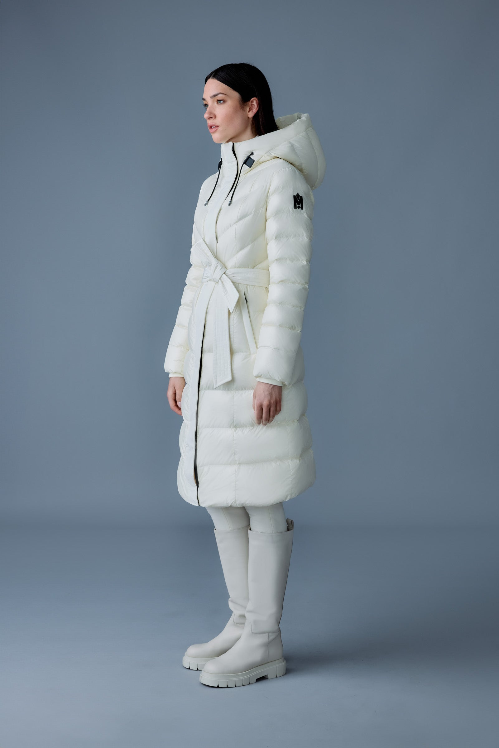 CORALIA down coat with hood and sash belt - 3