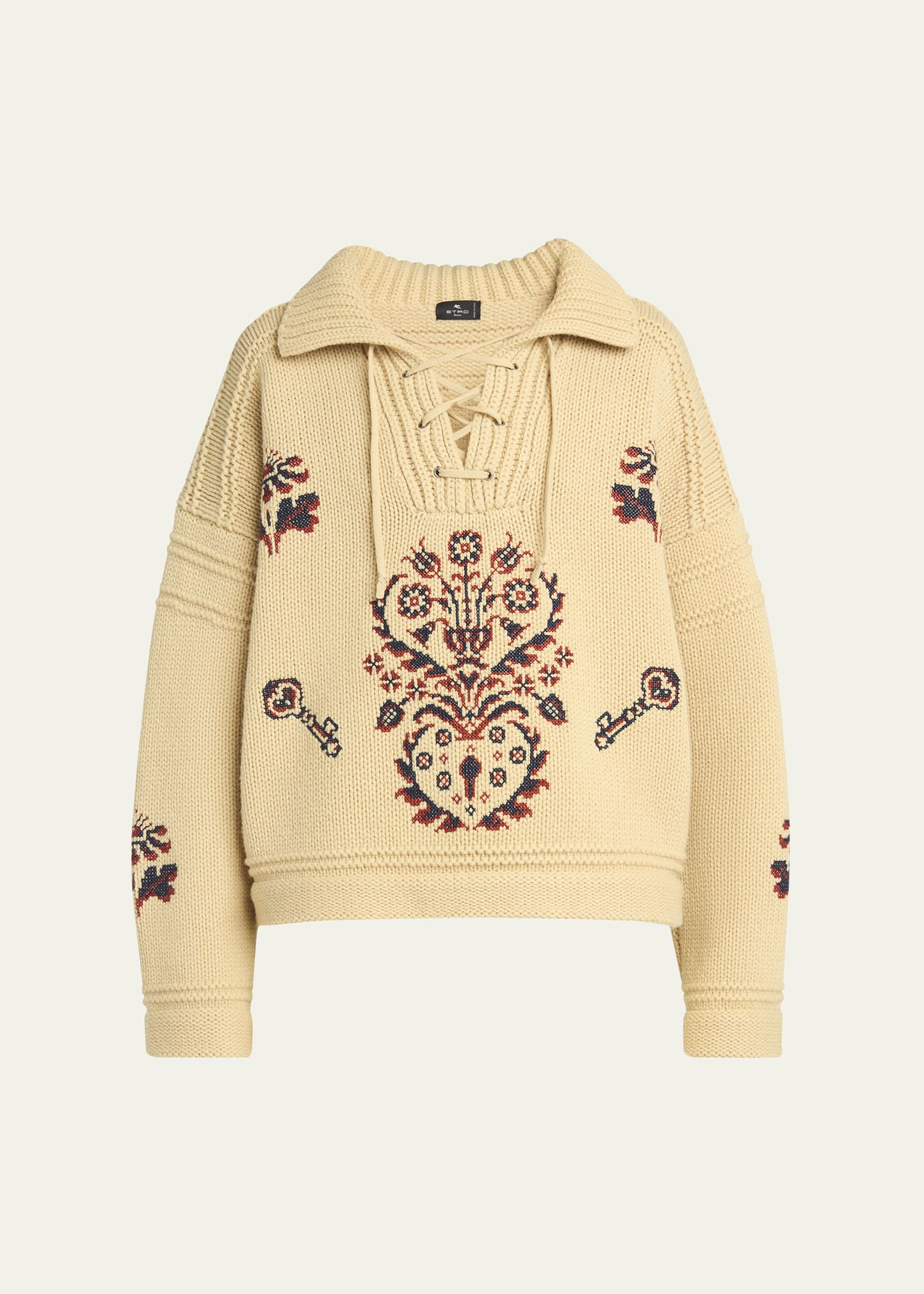 Lace-Up Wool-Cashmere Sweater - 1