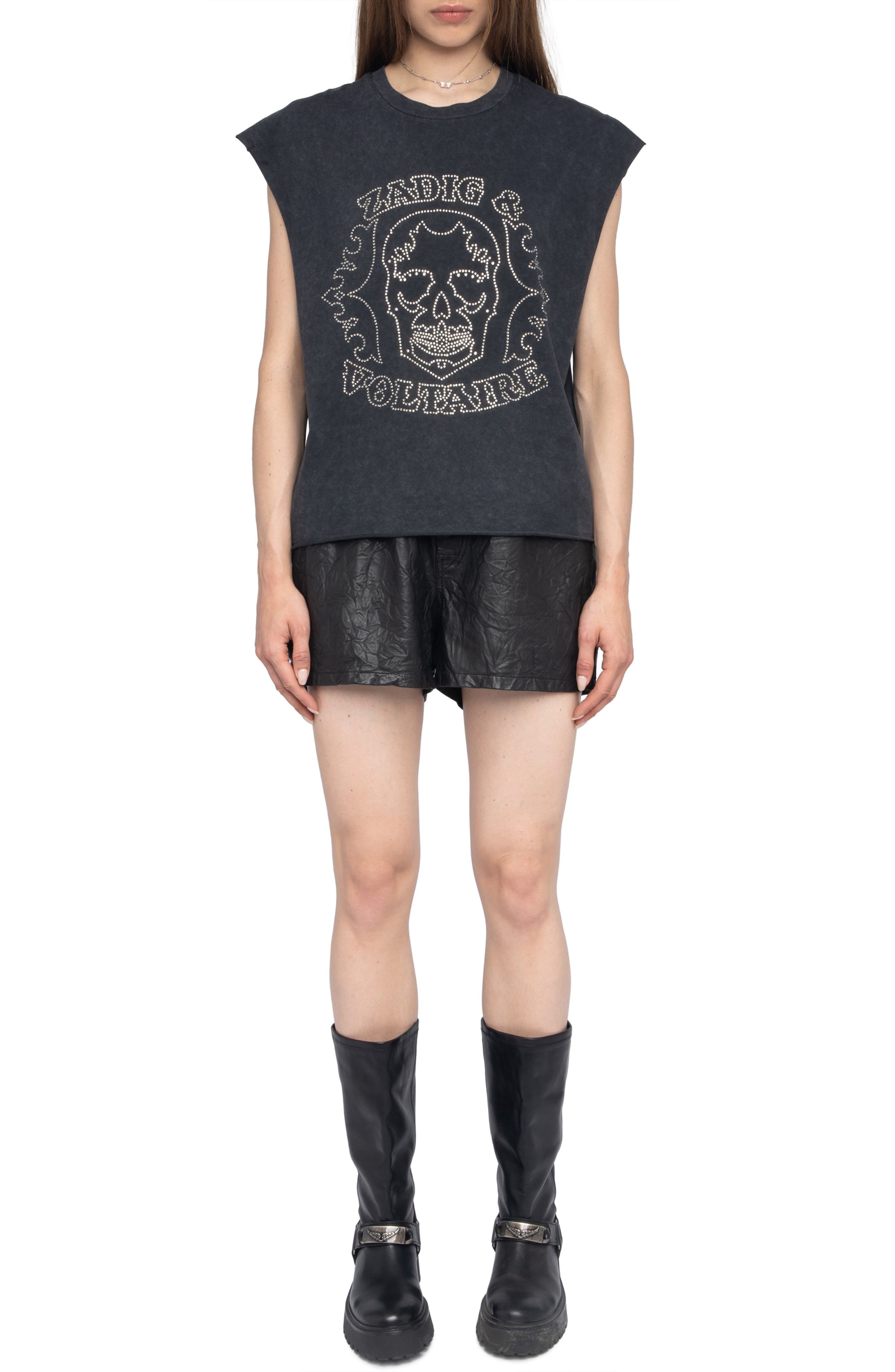 Zadig & Voltaire Cloe Strass Skull T-Shirt in Black at Nordstrom - 6