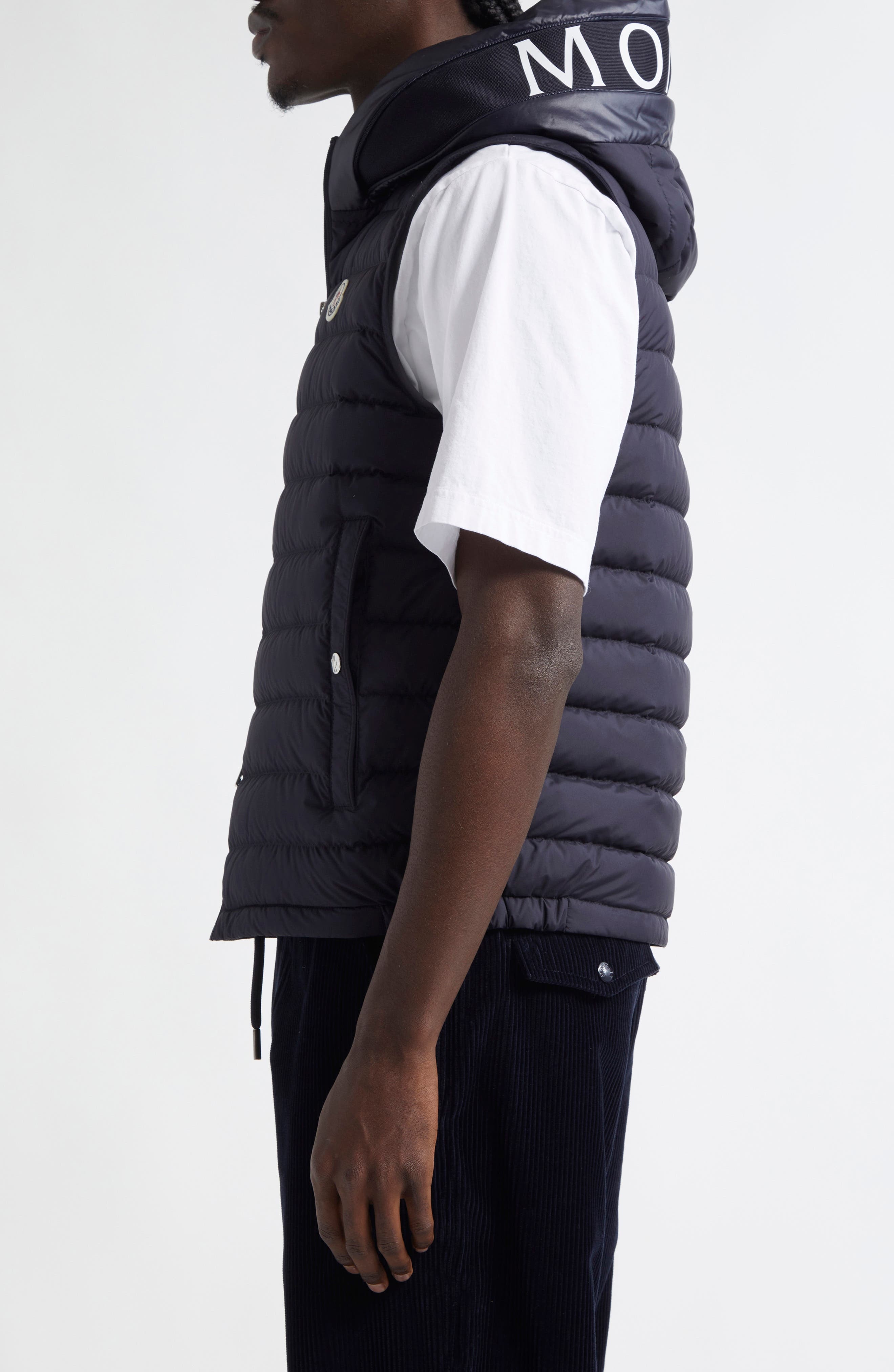 Moncler Bourget Down Hooded Vest in Dark Navy Blue at Nordstrom - 4