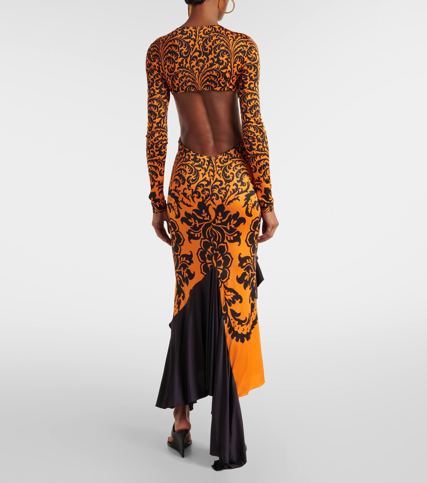 Printed open-back midi dress - 3