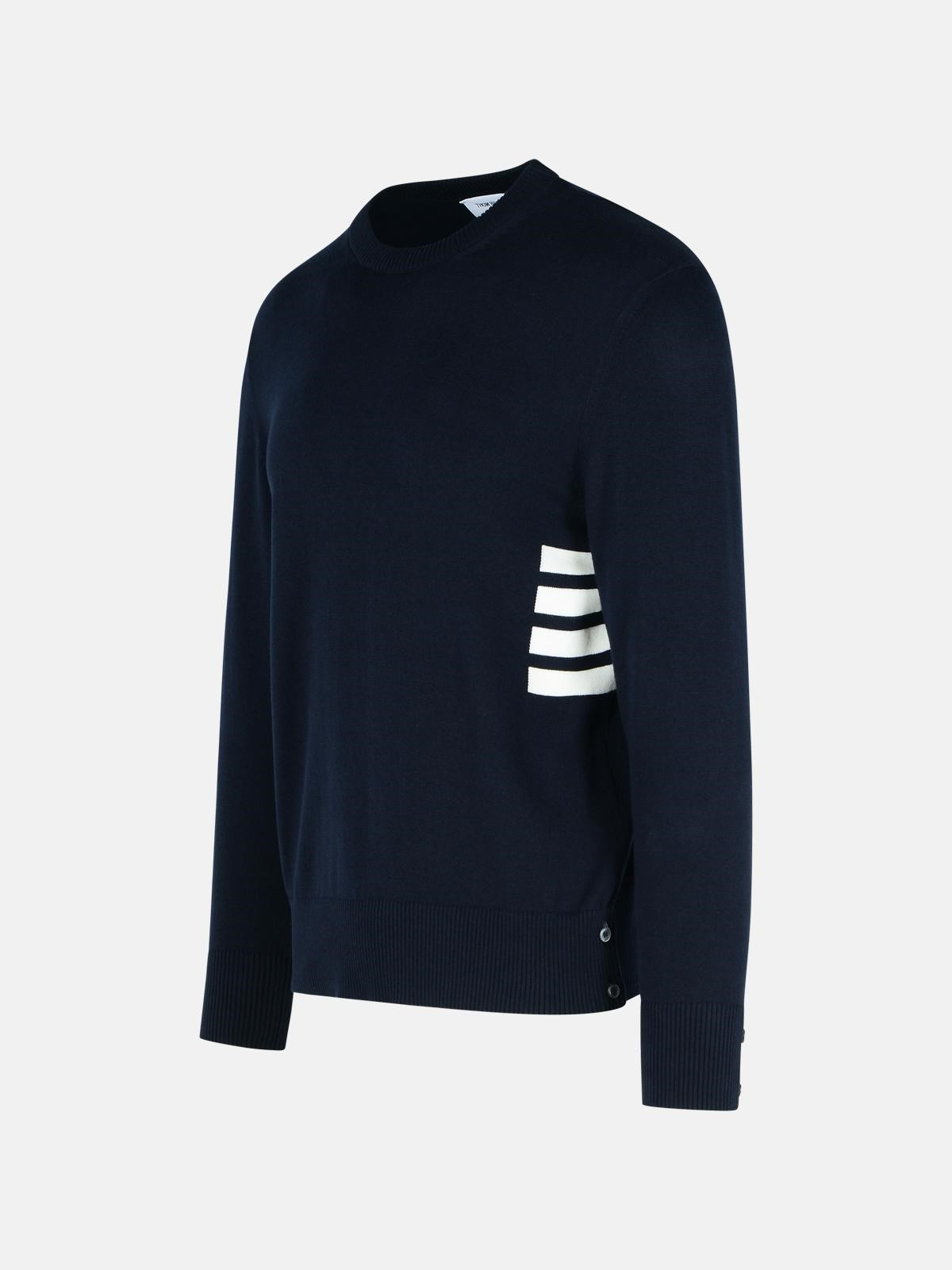 'STITCH' NAVY COTTON SWEATER - 2