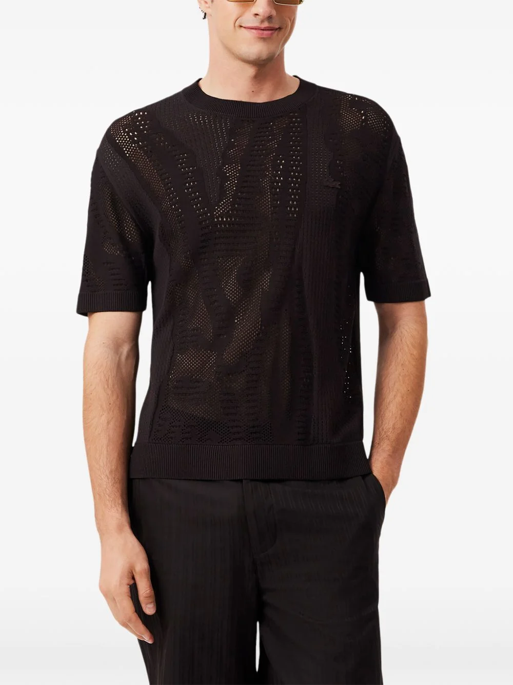 open-knit short-sleeve sweater - 1