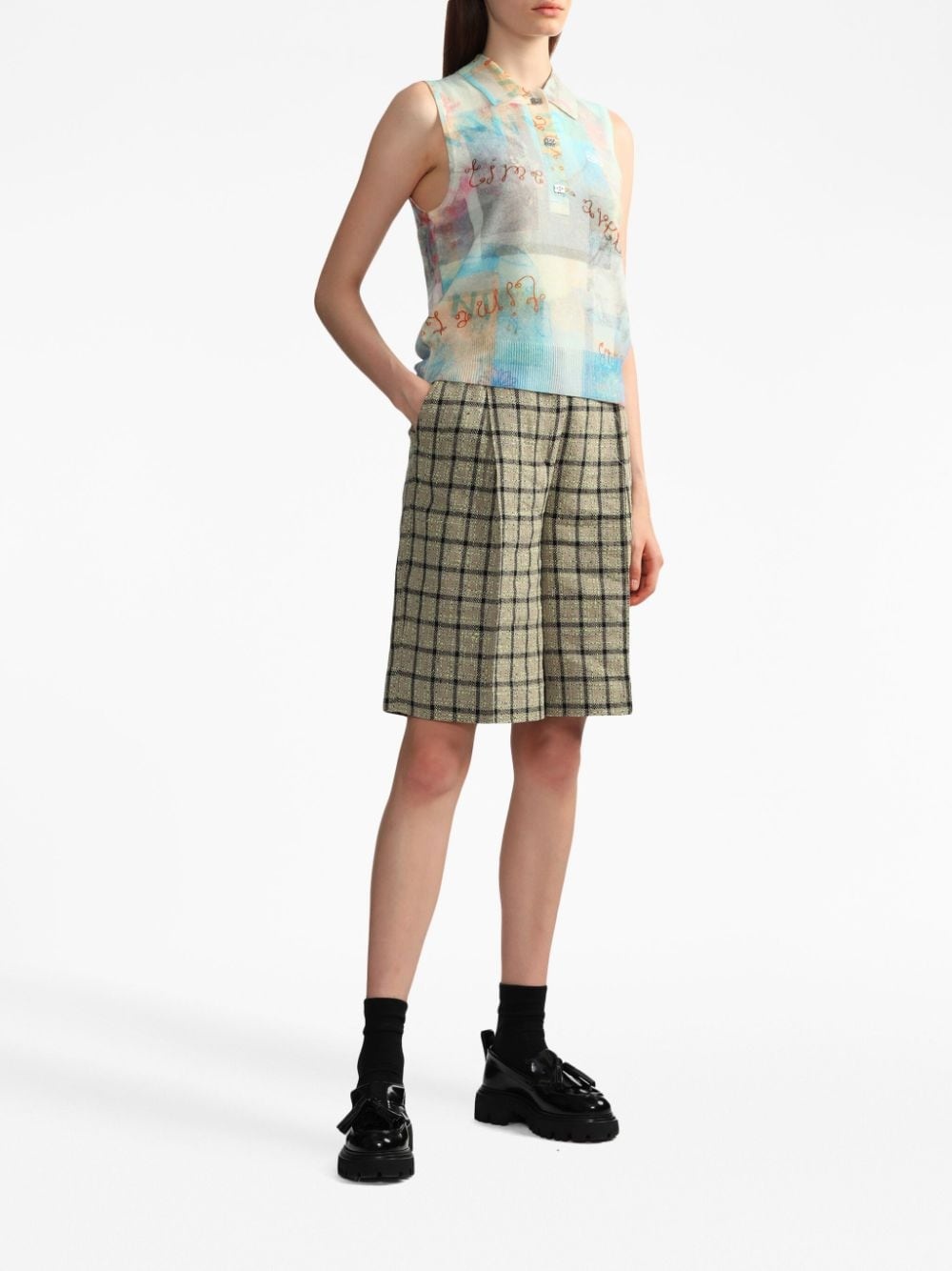 abstract-print fine-knit vest - 2