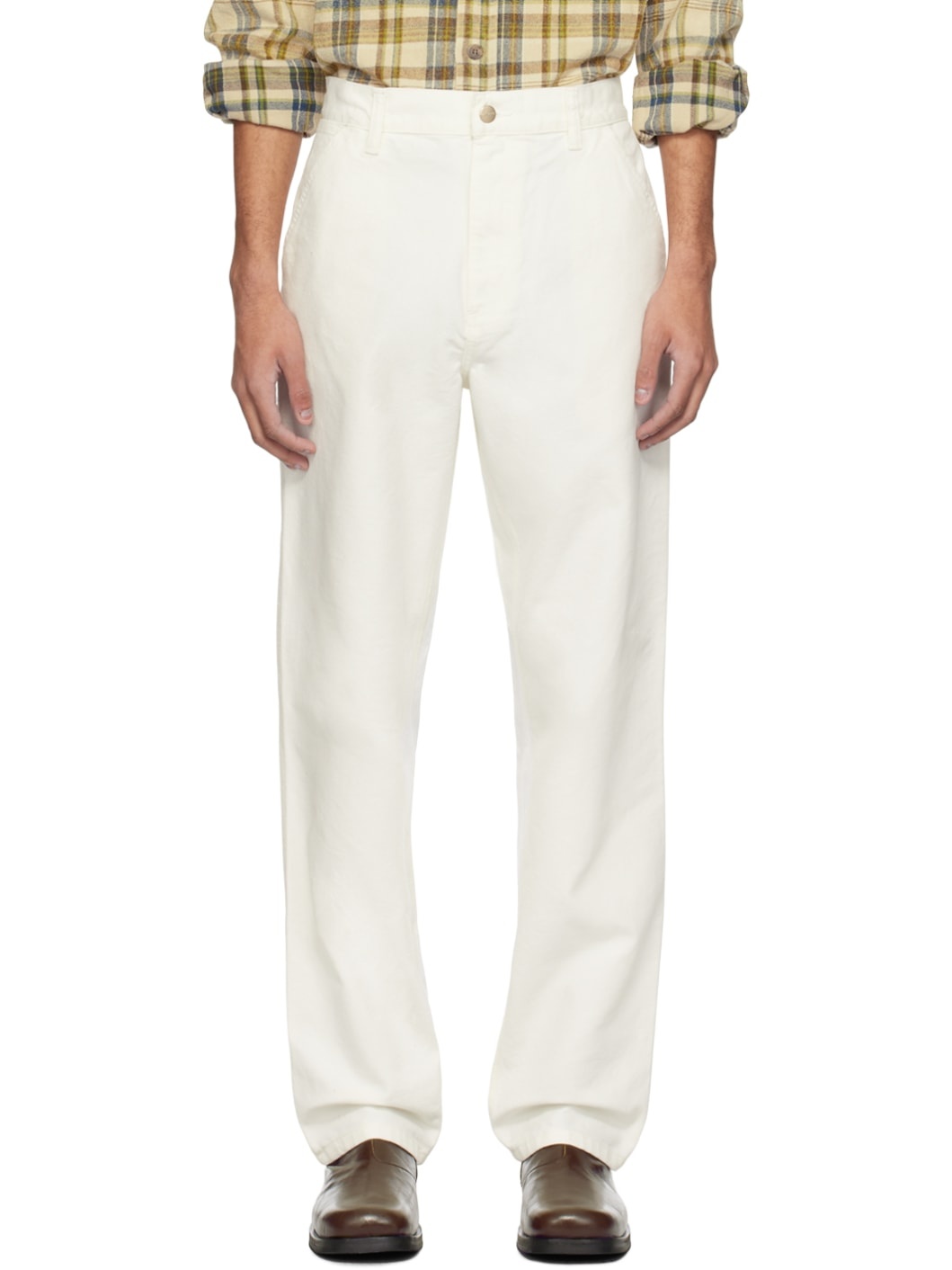 White Simple Trousers - 1
