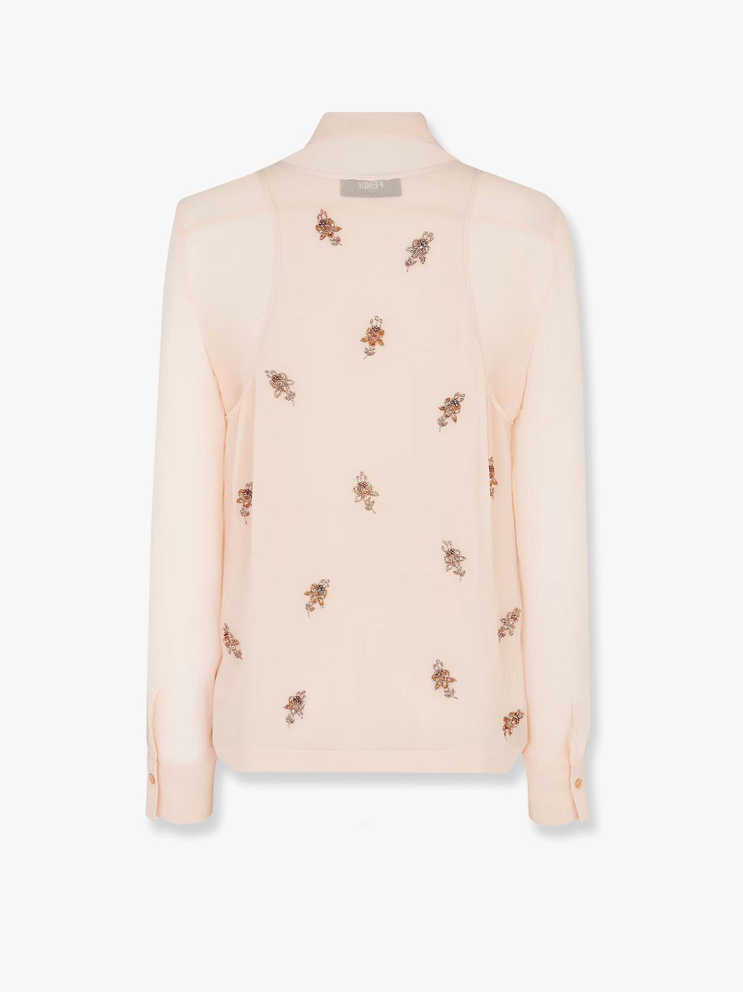 Fendi Georgette Top With Rhinestones And Sequins Embroidery - 4