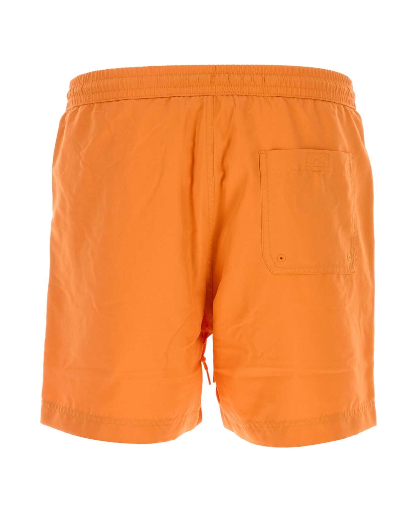 Orange Polyester Chase Swim Trunks - 2