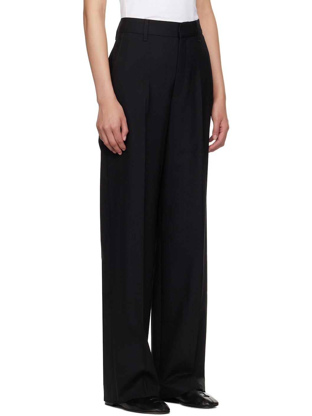 Black High Waisted Wide Leg Trousers - 2