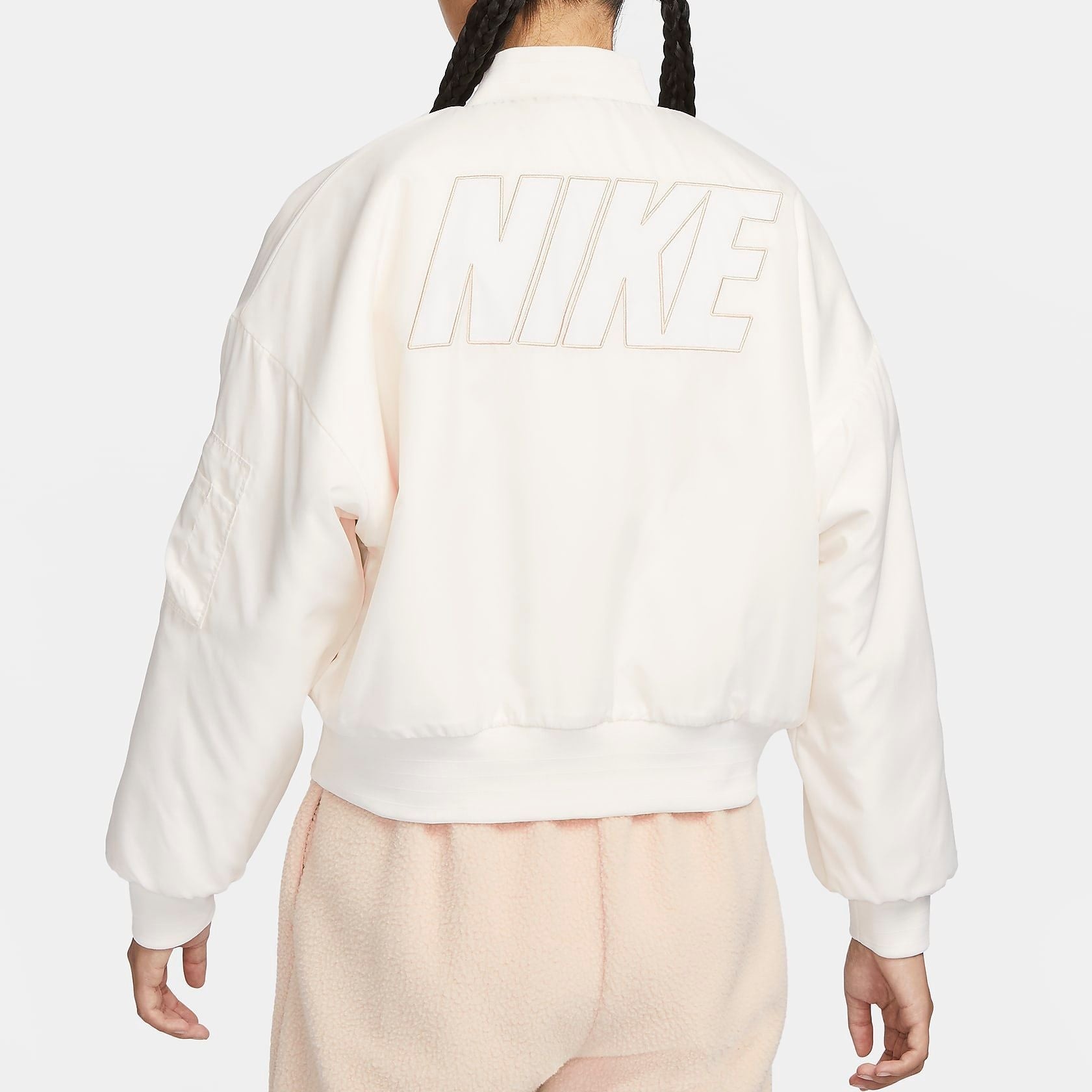 (WMNS) Nike sportswea Reversible Faux Fur Bomber Jacket 'Sail Sand' FB8693-133 - 3