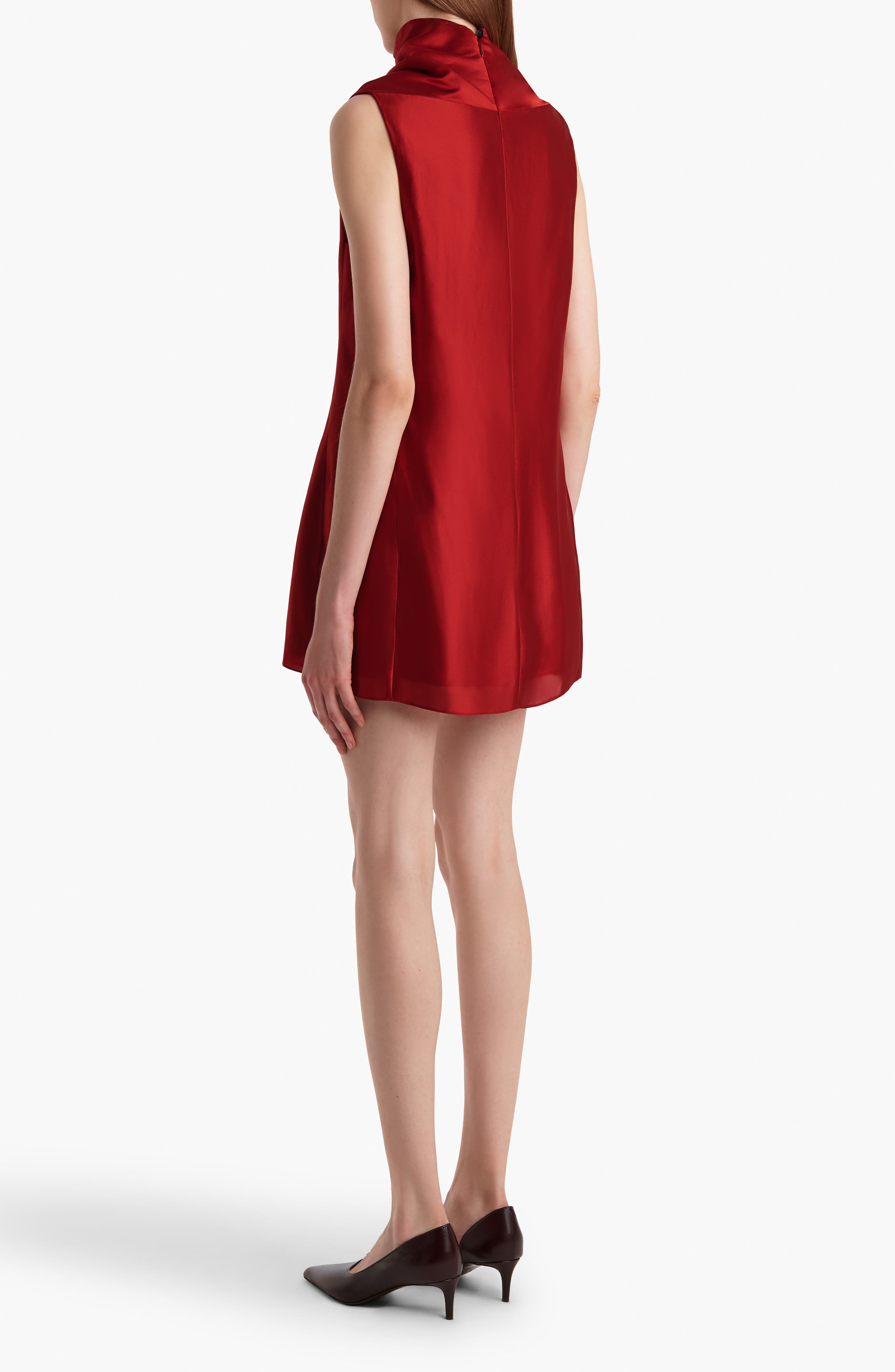 Khaite Daria Funnel Neck Satin Minidress in Crimson at Nordstrom - 2