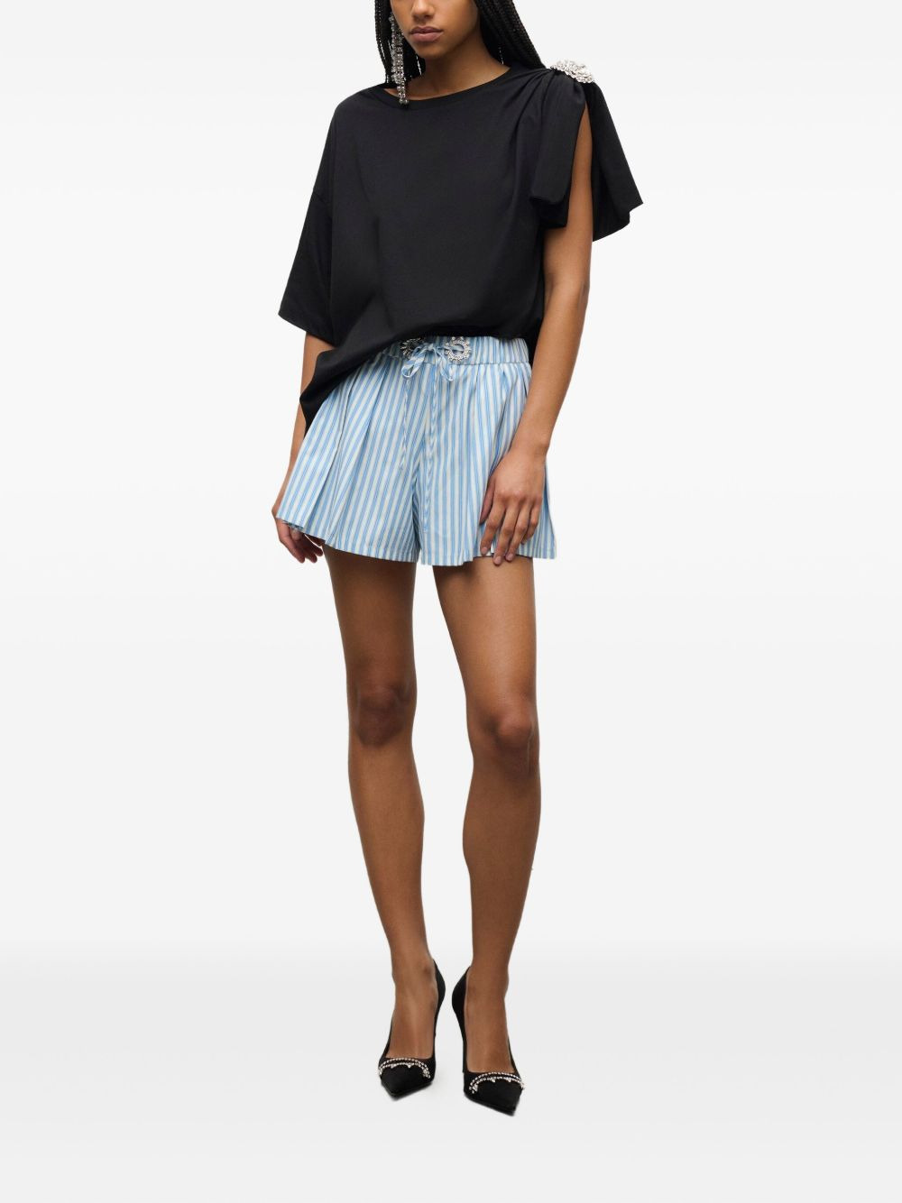 pleated grommet shorts - 2