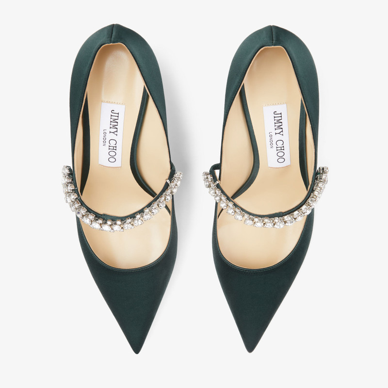 Bing Pump 65 Dark Green Satin Pumps with Swarovski Crystals 4
