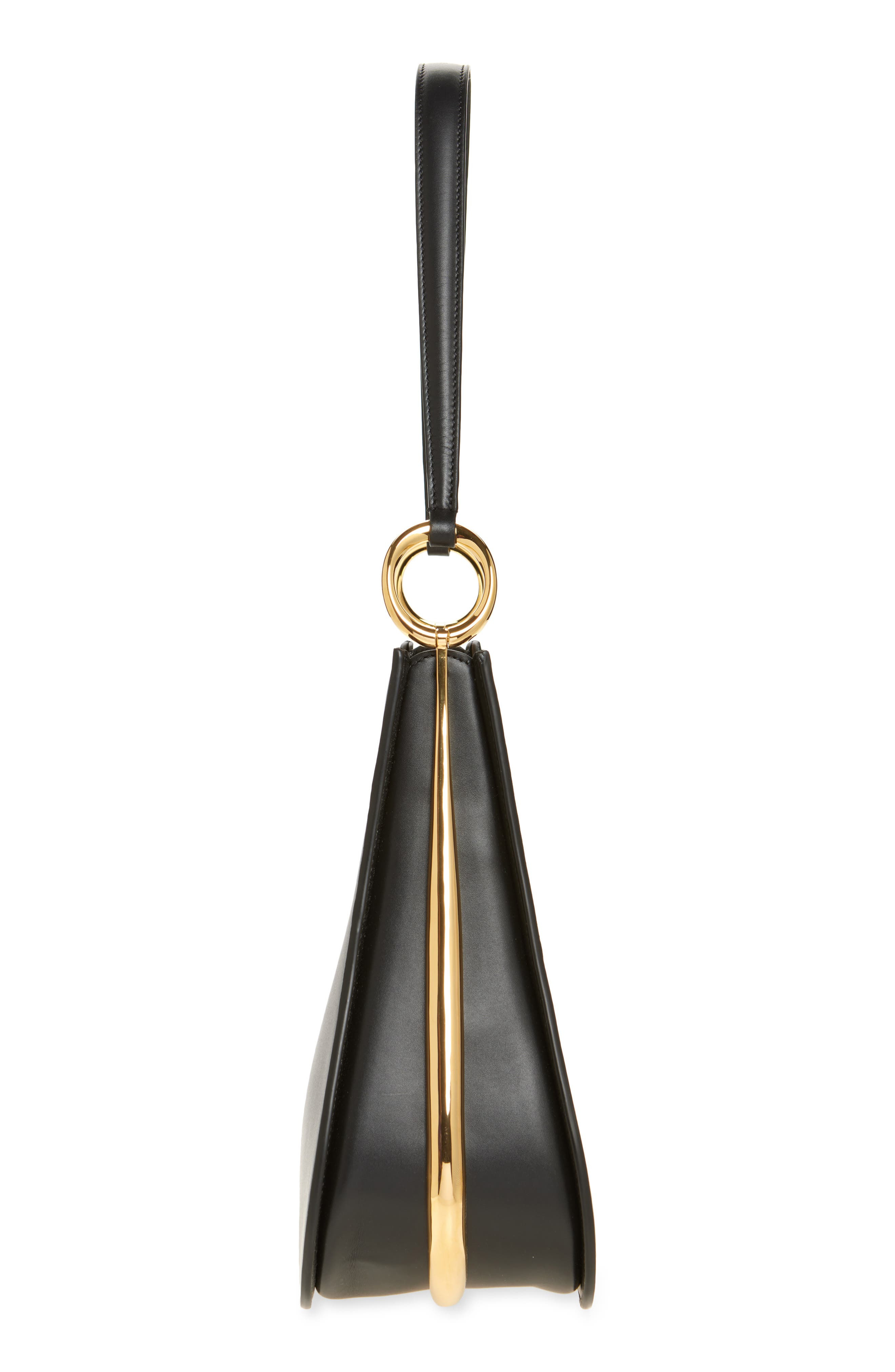 Rabanne Ring Leather Hobo Shoulder Bag in Black /Gold at Nordstrom - 5