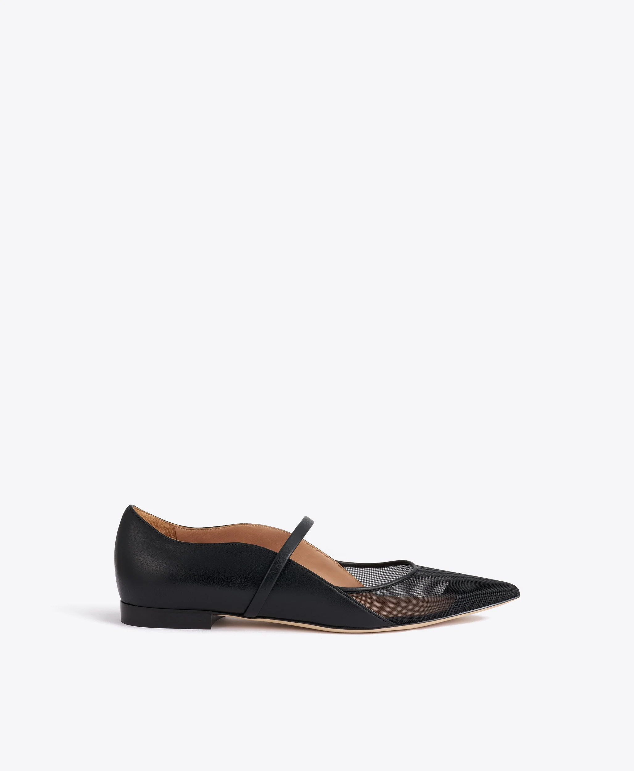 Maureen Arc Black Leather Flat Pumps - 1
