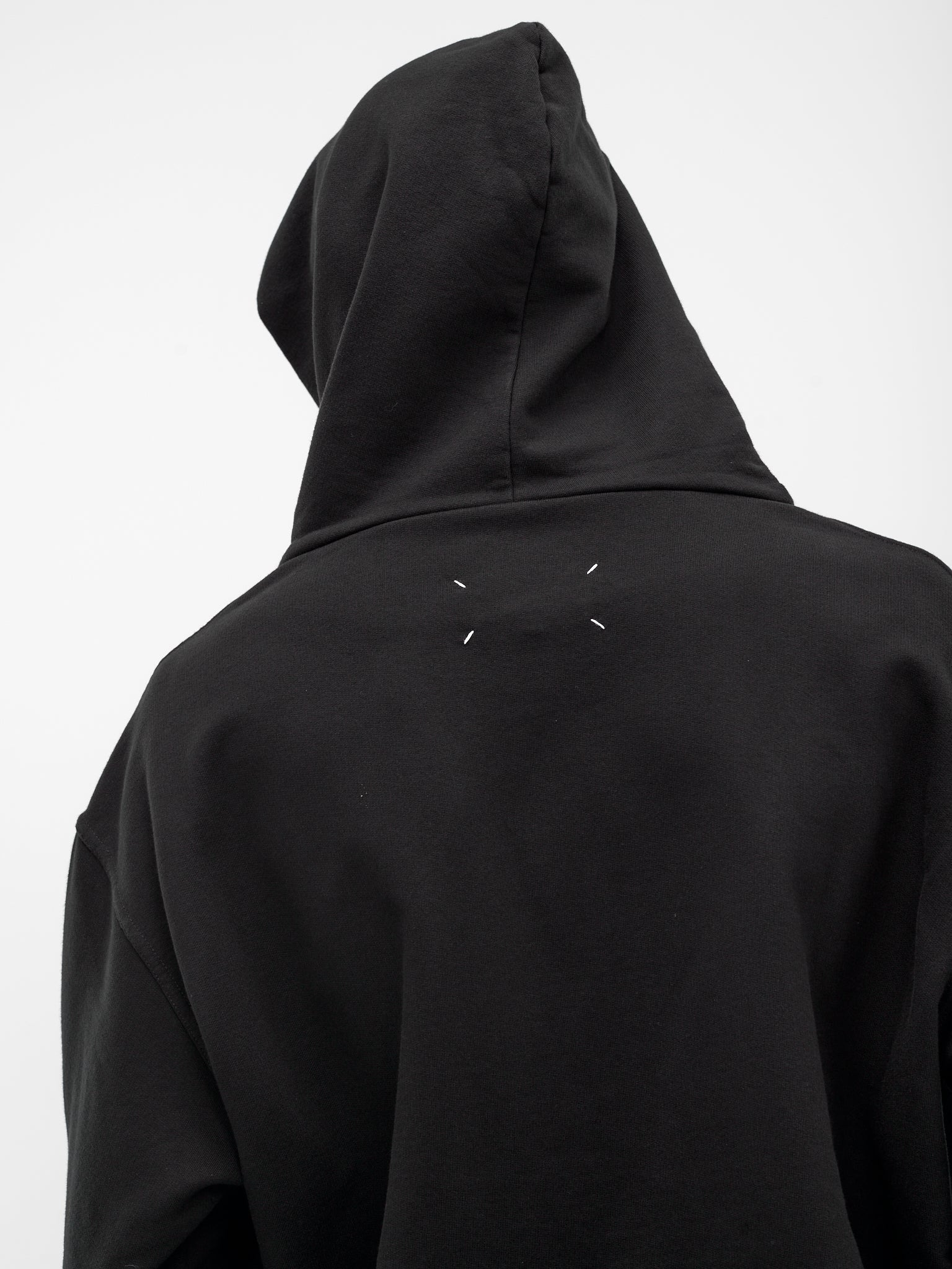 Black Reversed Logo Embroidery Hoodie - 4