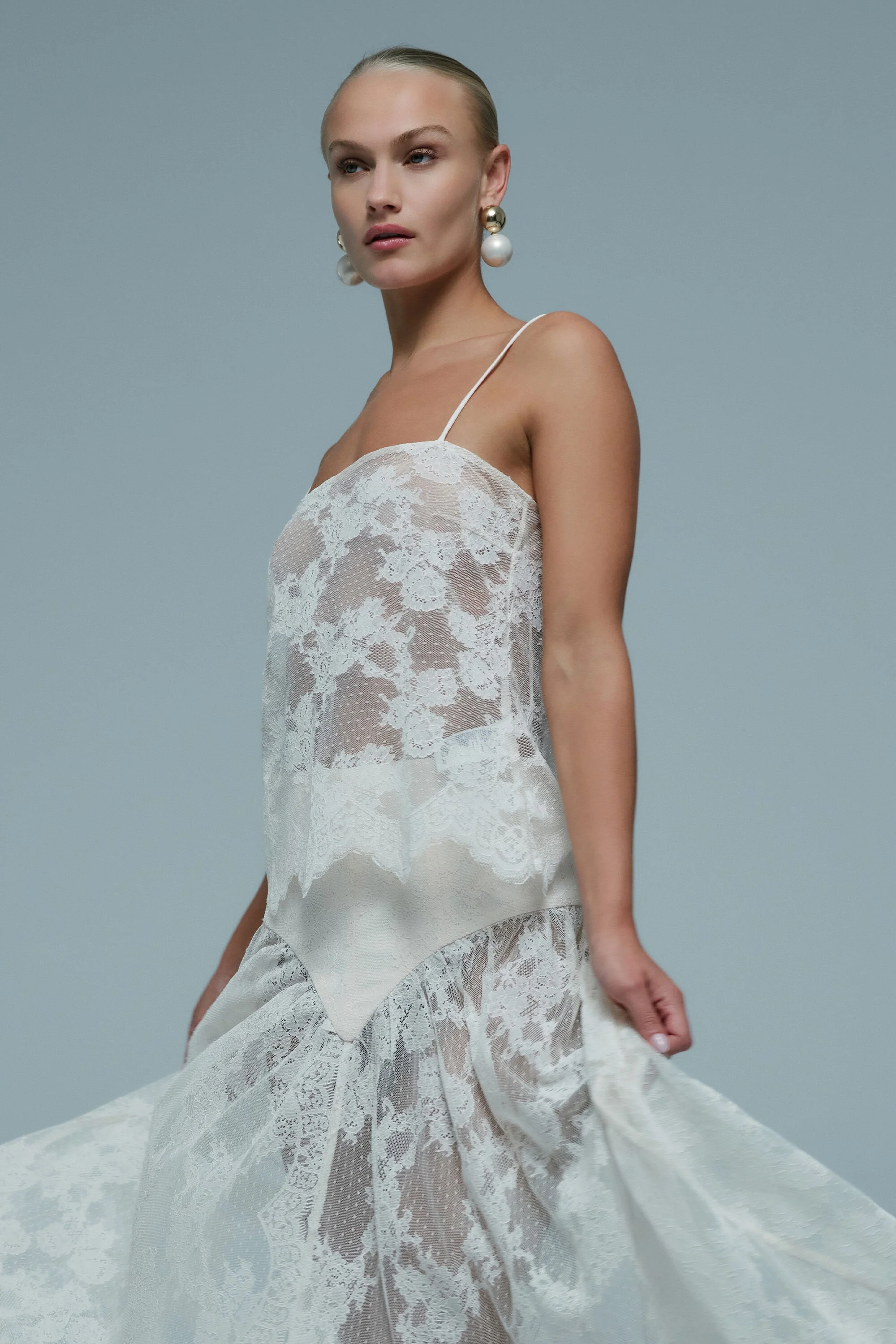 Hildie Sheer Lace Cami In Orchid White - 1