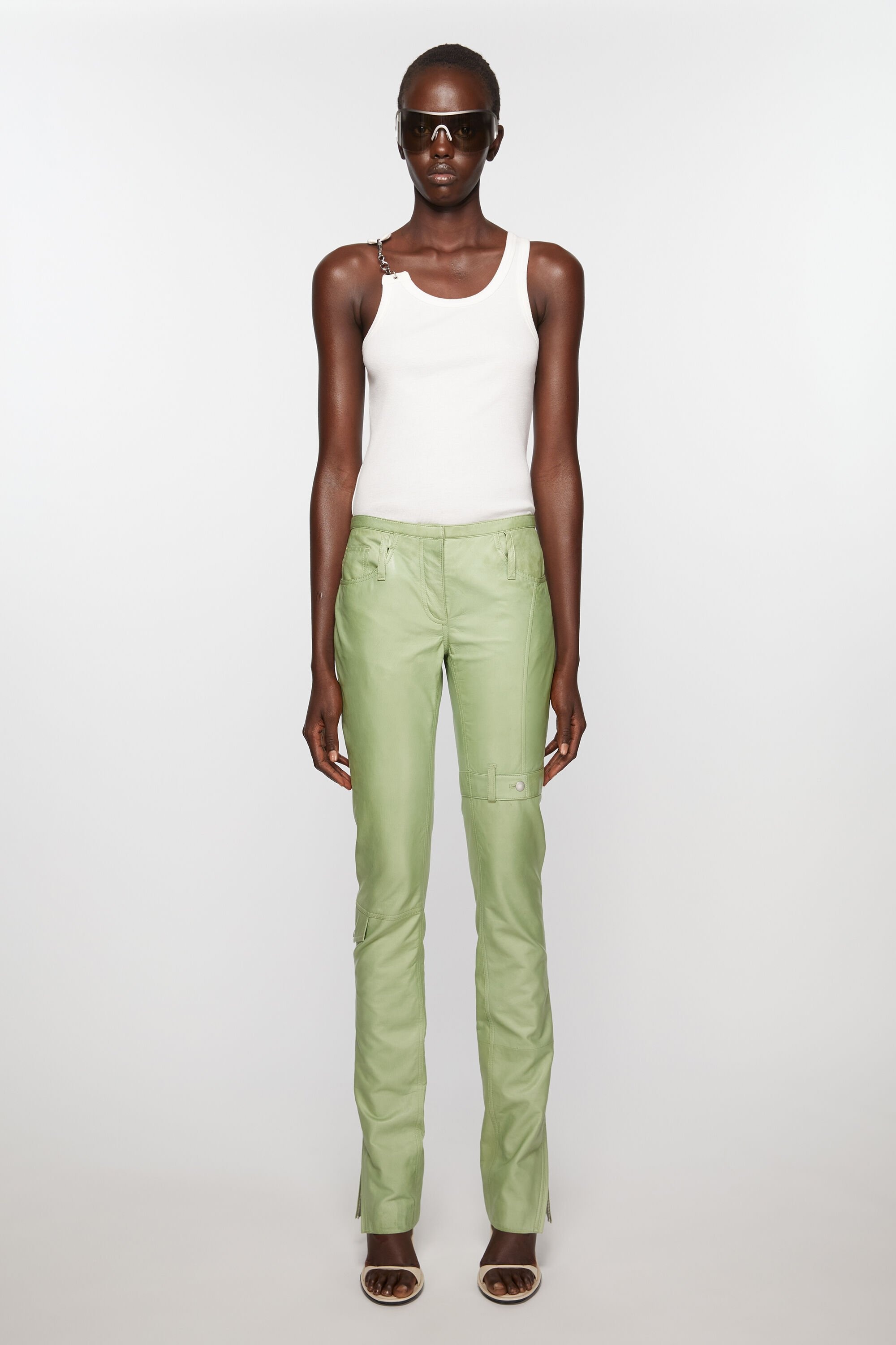 Leather trousers - Pistachio Green - 2