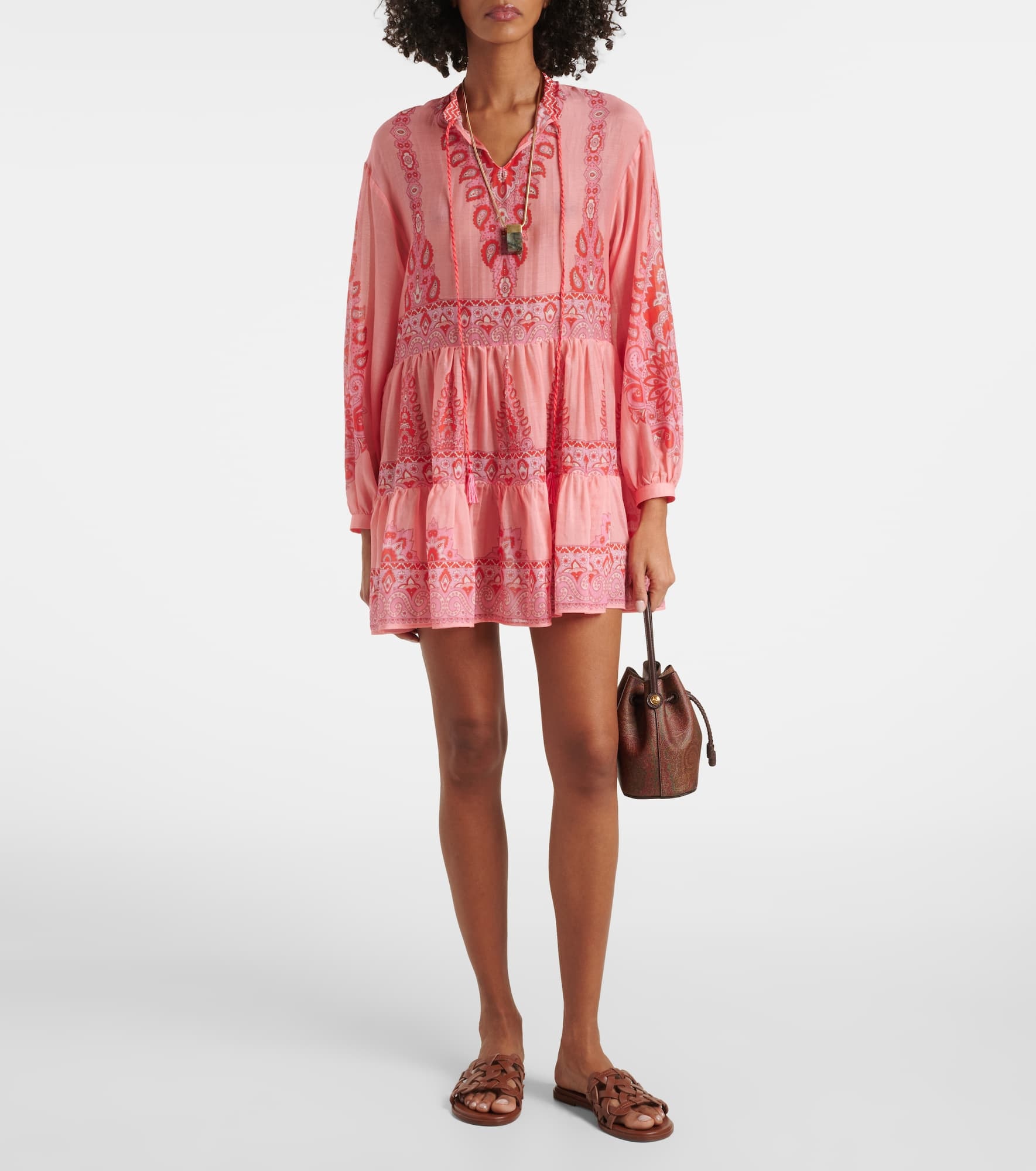 Printed cotton and silk minidress - 2