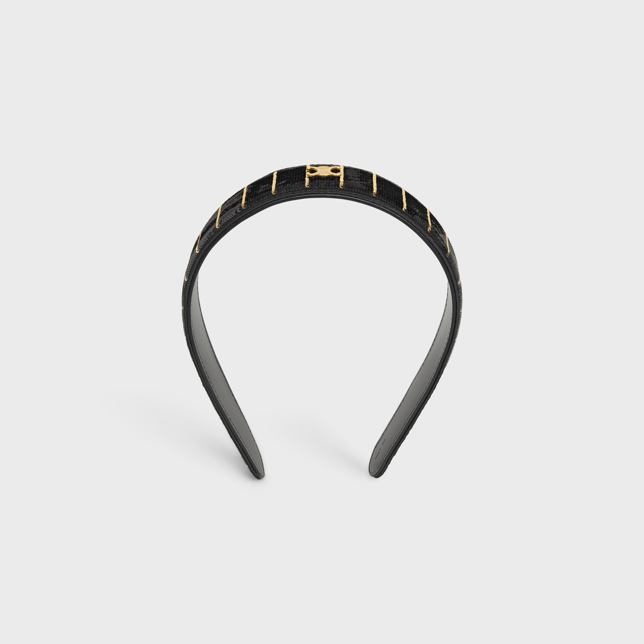Celine Striped Sequins Headband in Calfskin, Polyester and Brass with Gold Finish - 1