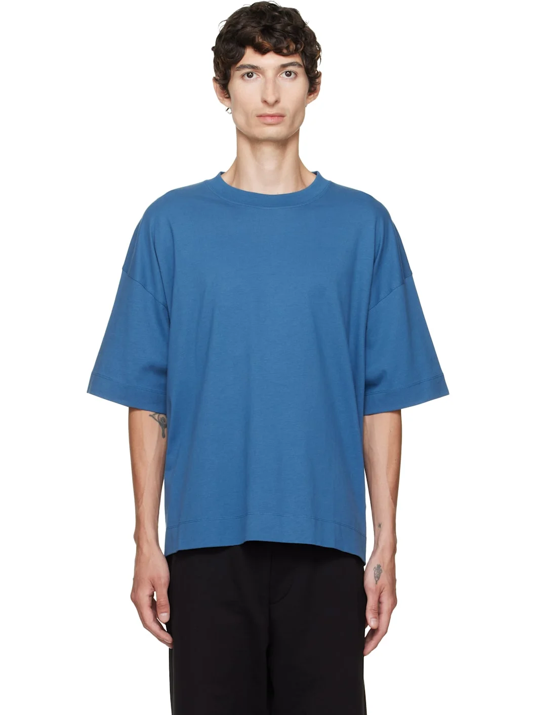 Navy Dropped Shoulder T-shirt - 1