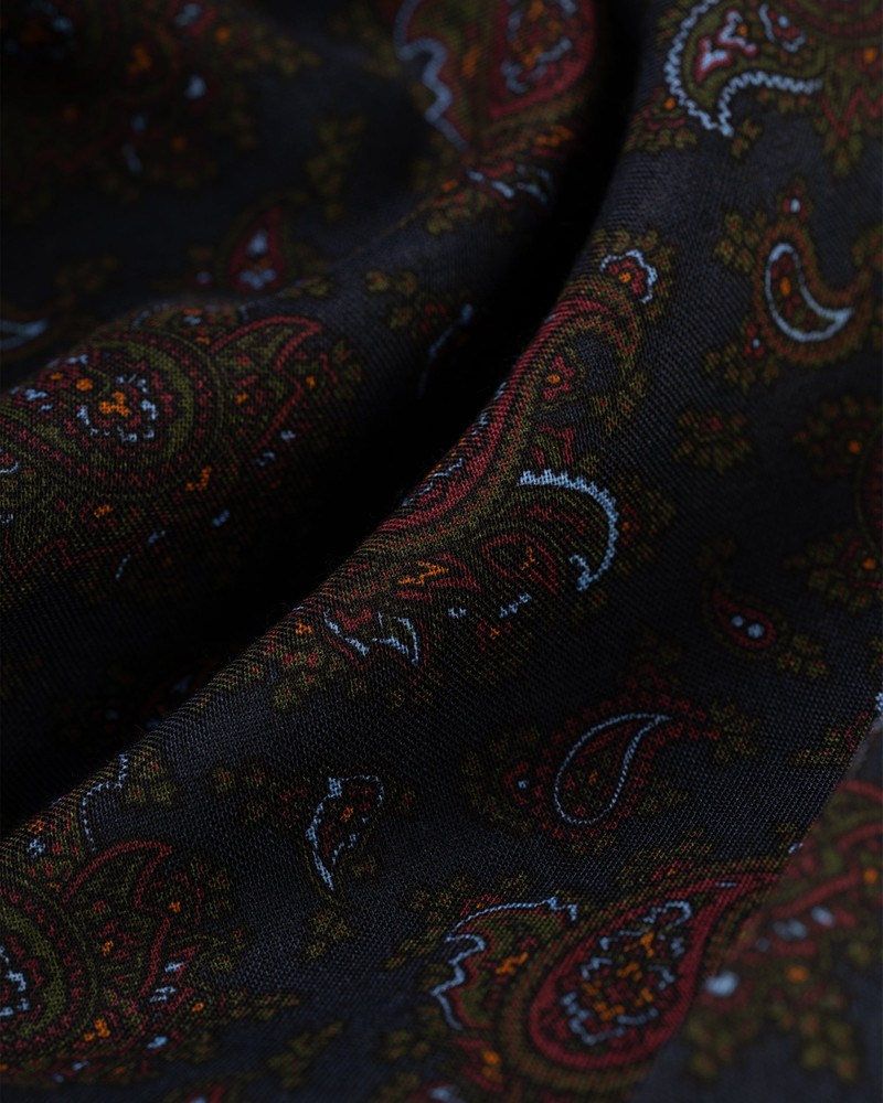 J. PRESS MADE-IN-ENGLAND NAVY PAISLEY WOOL/SILK SCARF outlook