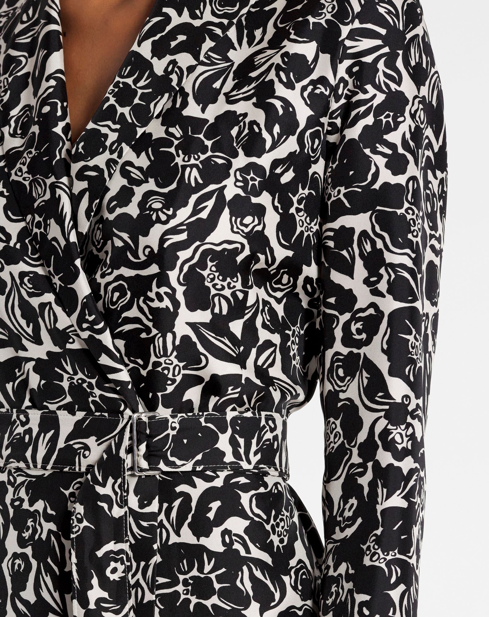 FLOWER PRINT LONG SLEEVE WRAP MIDI DRESS - 5