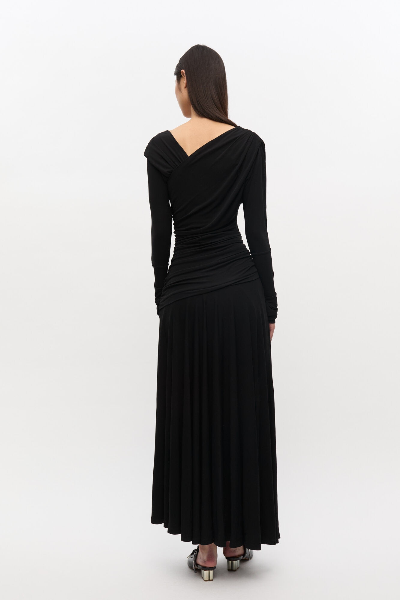 BLACK RUCHED DRESS - 3