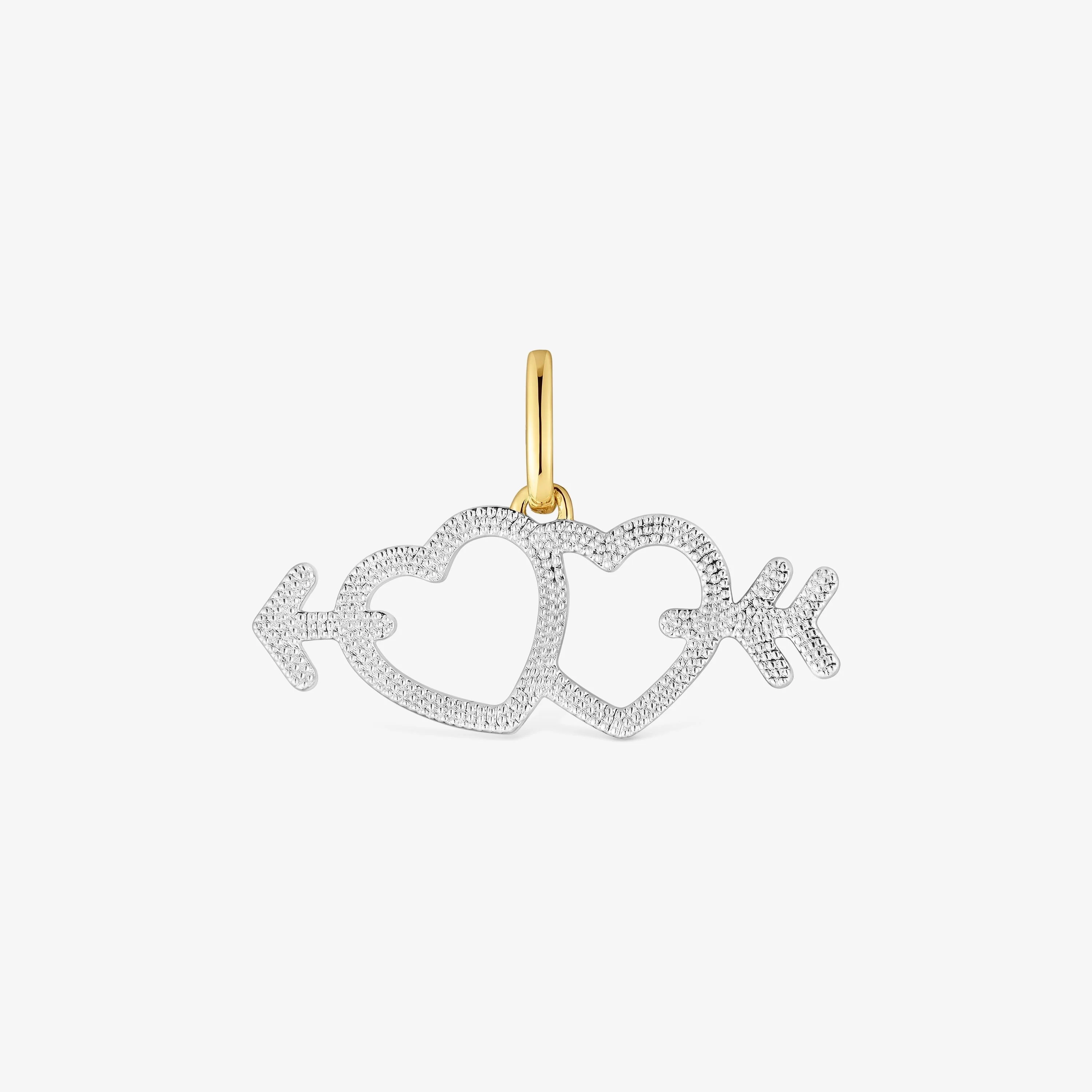 Two-tone heart/arrow motif Pendant Medallions - 1