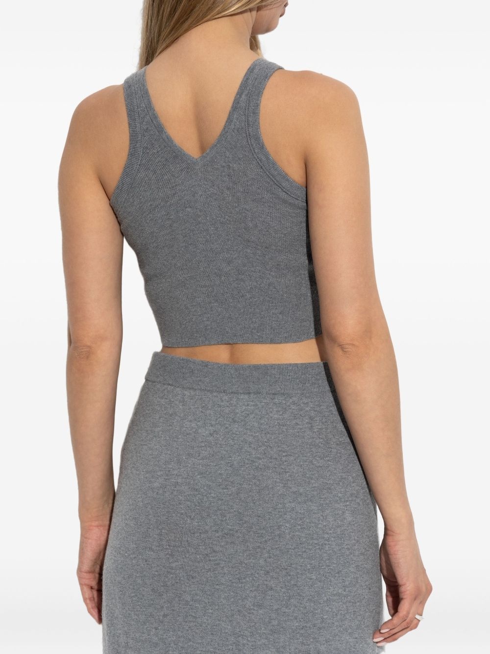ribbed V-neck top - 3