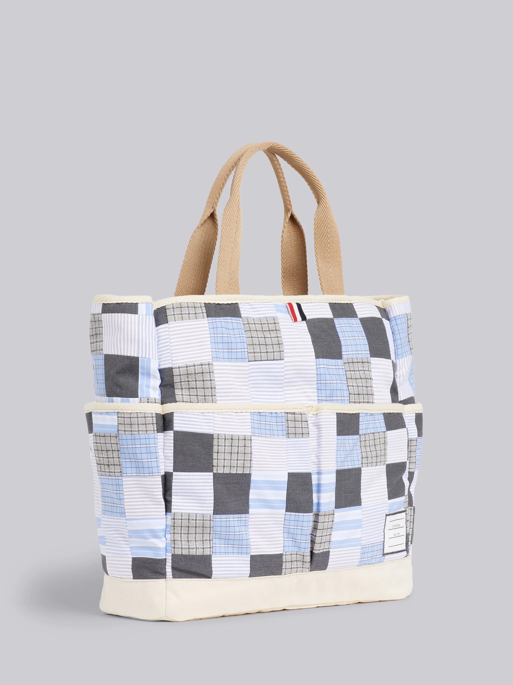 Medium Grey Cotton Patchwork Garden Tote - 3