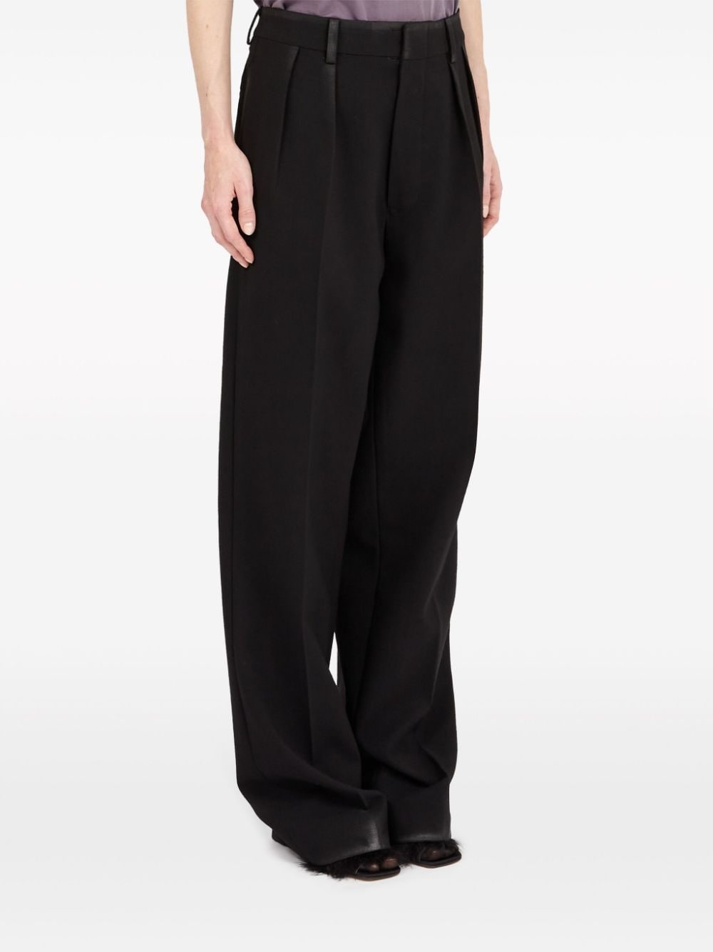 straight-leg gabardine wool trousers - 3