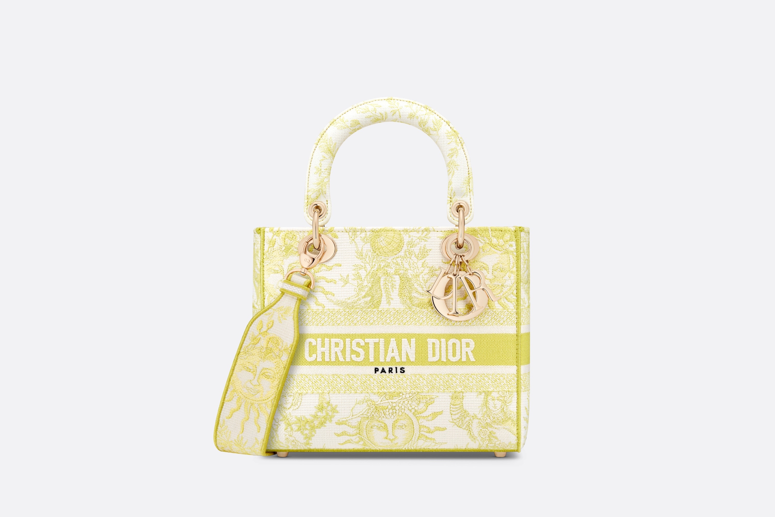 【気品漂う印象★】Dioriviera Lady D-Lite バッグ ミディアム Dioriviera Small Lady D-Lite Bag Beige and White Toile de