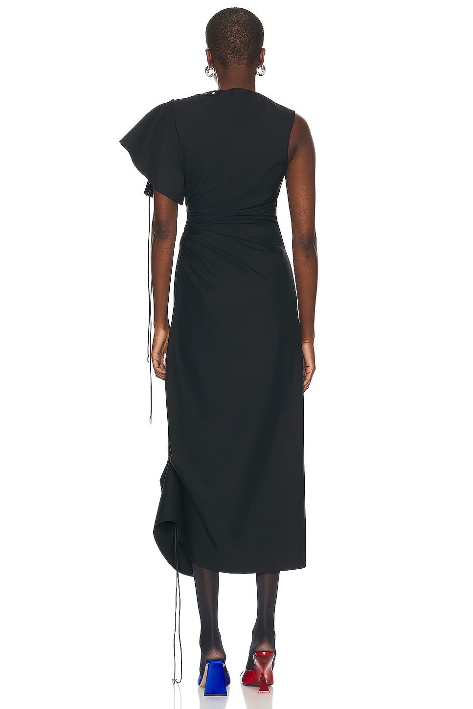 Ruched Lace Up Grommet Dress - 4