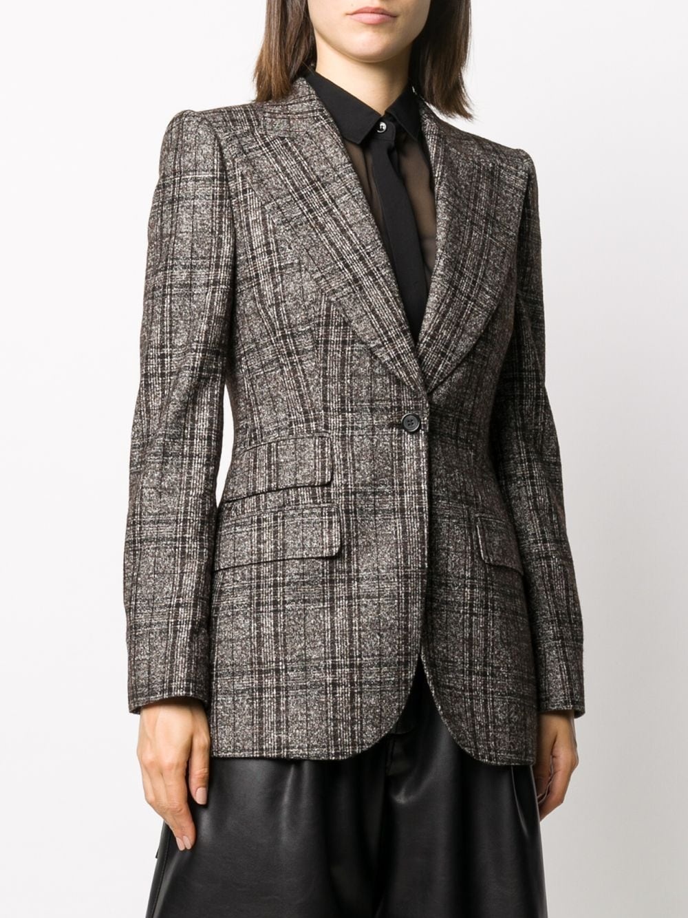 checked single-breasted blazer - 3