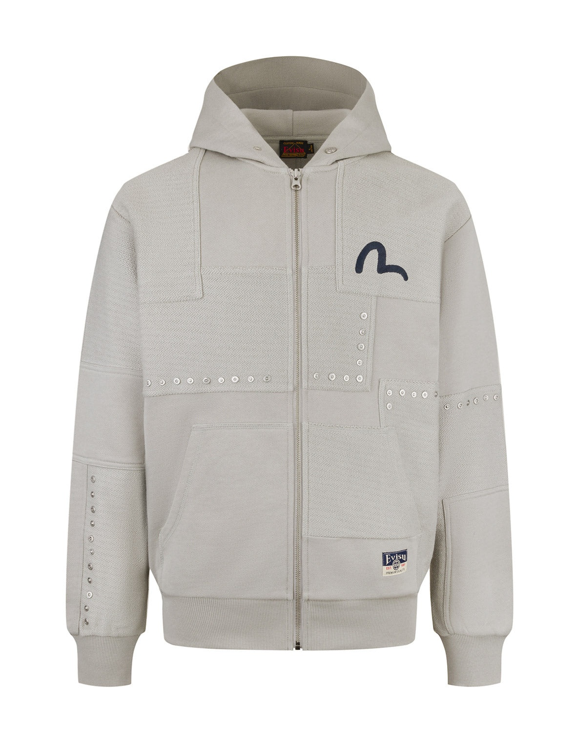 Seagull Embroidery and Fabric Blocking Relax Fit Hoodie - 12
