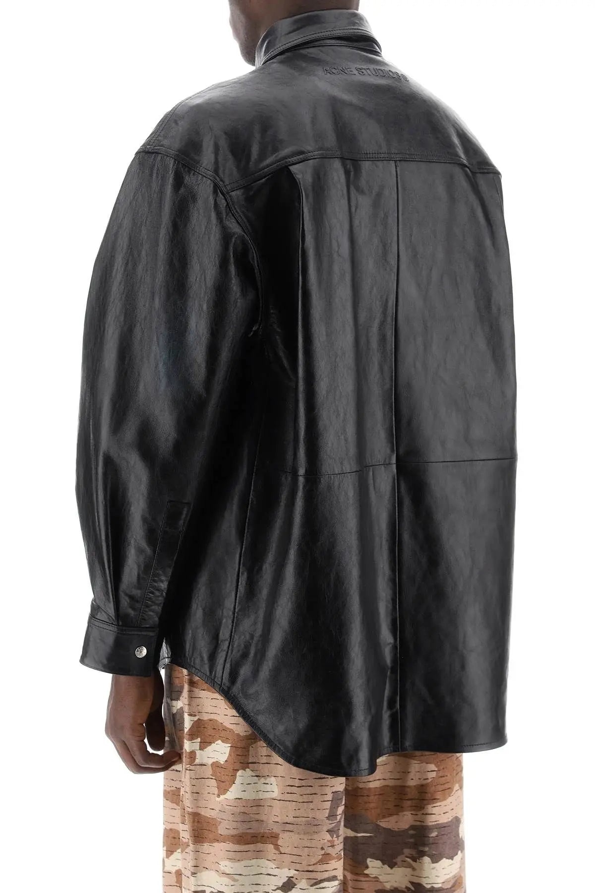 Oversized leather overshirt - 4