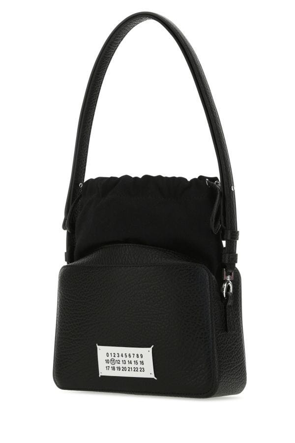 Black leather and fabric 5AC bucket bag - 2