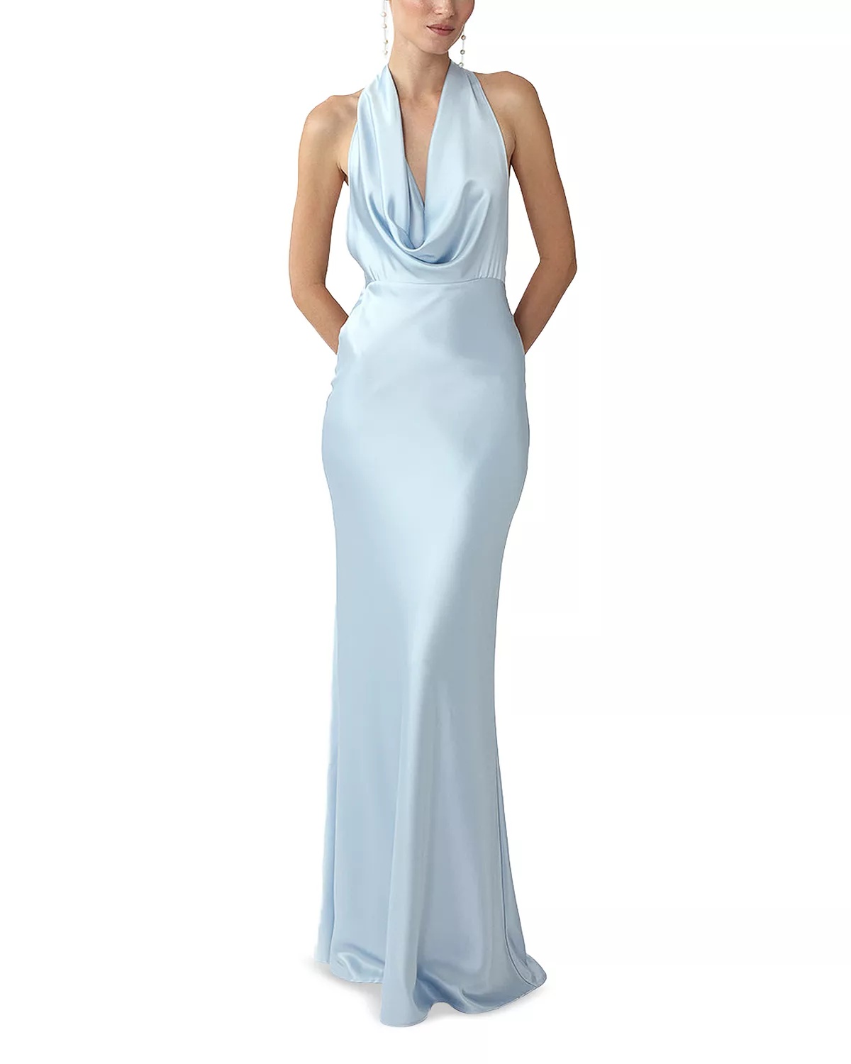 Satin Cowl Neck Gown - 4