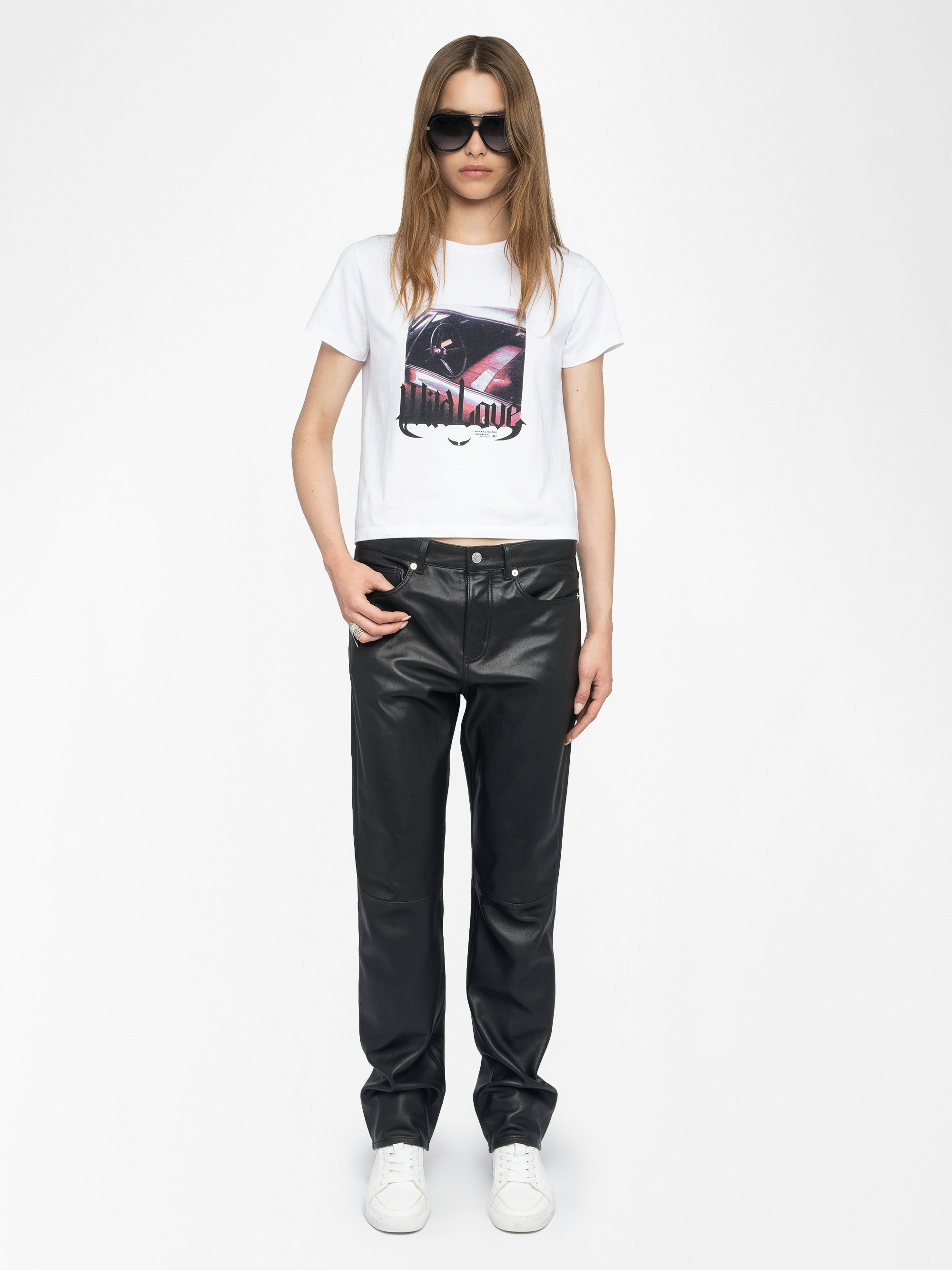 Alys Women's White Graphic Tee with Photoprint - 2
