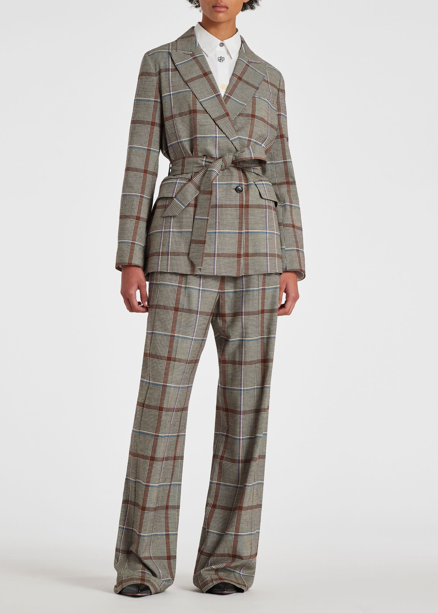Wool 'Prince of Wales Check' Wide Leg Suit - 7
