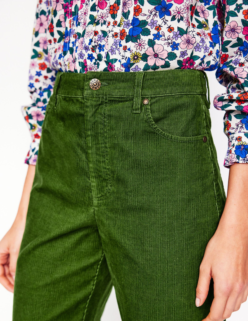 High Rise Straight Cord Jeans-Promenade Green 4