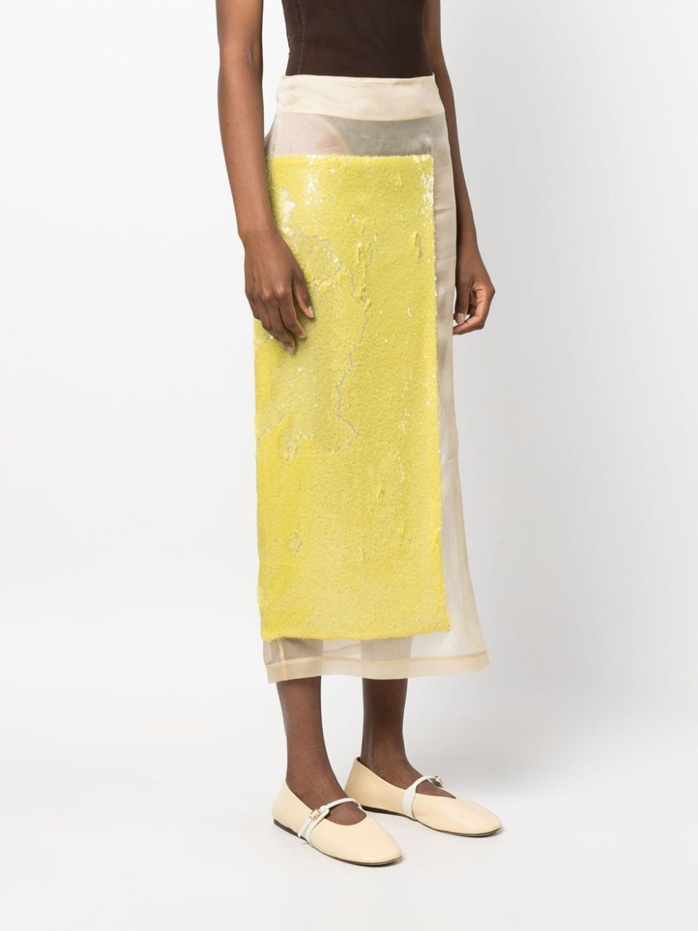sequin-embellished semi-sheer silk skirt - 3